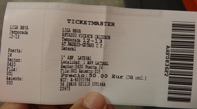 Atletico de Madrid - Ingresso 5