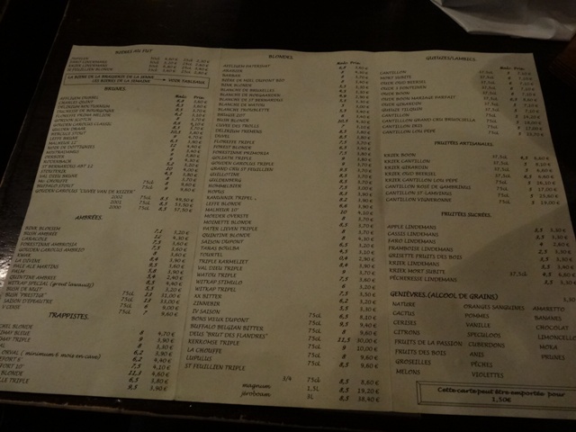 Bruxelas Chocolate e Cervejas - Cervejaria Poechenellekelder Menu